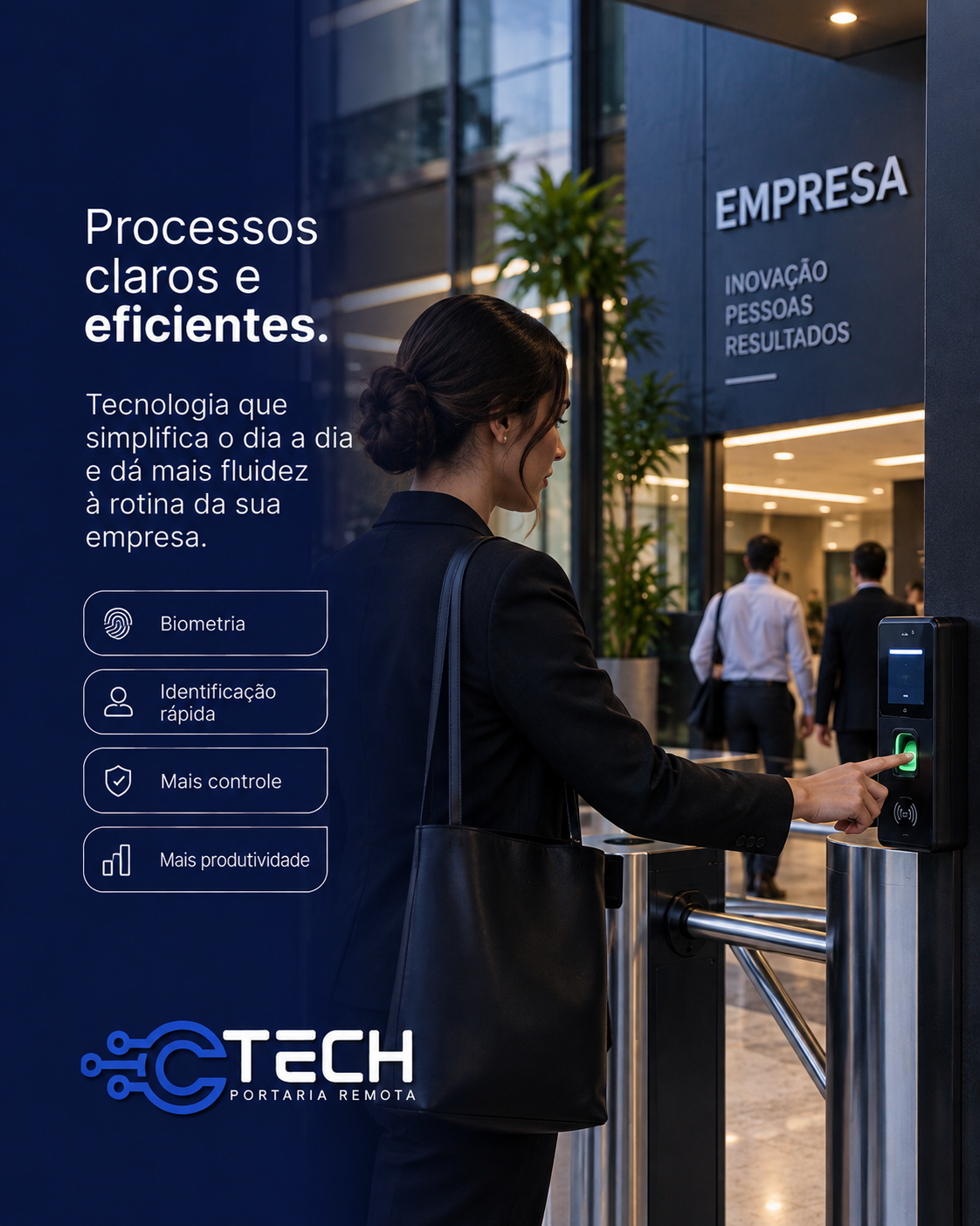 Biometria e identificação rápida na portaria de empresa